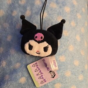 Sanrio 2023 Kuromi Head Plush Keychain NWT 3"x3"